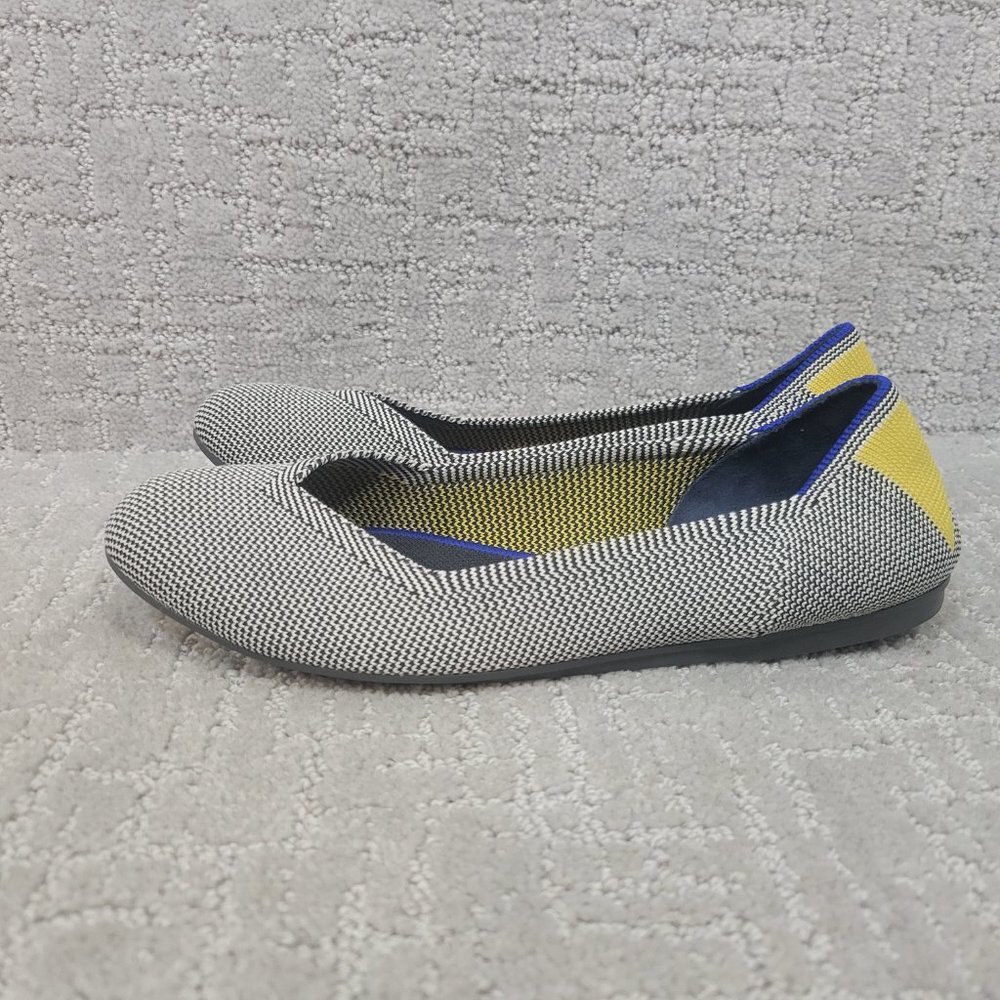 Rothy's The Flat Womens US 8 Shale Ribbon Yellow Stripe Round Toe Ballet Shoes - Picture 7 of 12